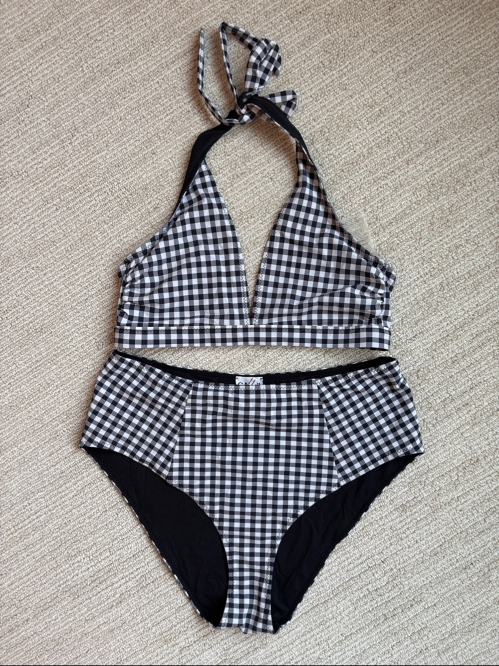 Ganni Gingham High Waisted Bikini Set